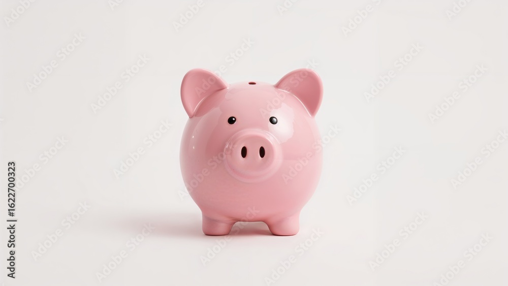 Pink Money Box Set Against a White Backdrop Pink Money Box Set Against a White Backdrop