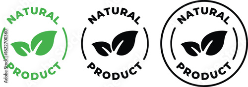 100% Natural Ingredients Badge – Organic Certified Icon Logo for Products