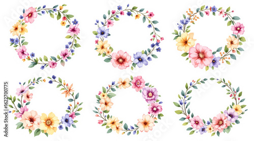 set of colorful flowers