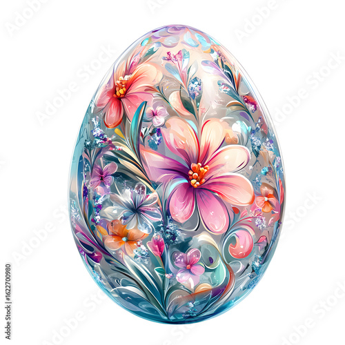 Elegant Enchanted Floral Egg Design on White Background