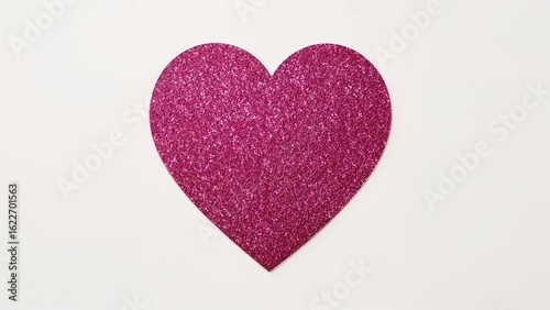 Heart Shape Paper Cut Coated with Pink Glitter