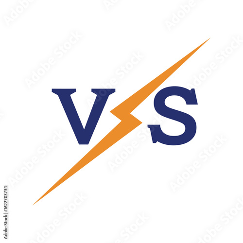 Dynamic VS logo with a lightning bolt, vector illustration symbolizing speed, power, and competition