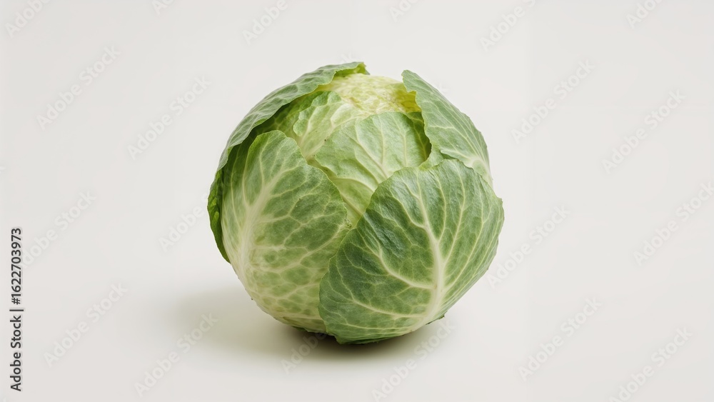 Fototapeta premium Isolated green cabbage for farm-fresh recipes