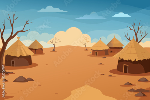 Camels traverse the hot, dry Sahara desert dunes under a fiery sunset sky, a timeless image of nature's arid wilderness