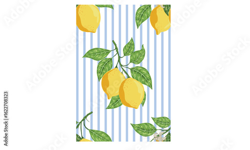 Lemon fruit artwork. Fresh lemon fruit print. Lemonade art. Nature fruit club print design.