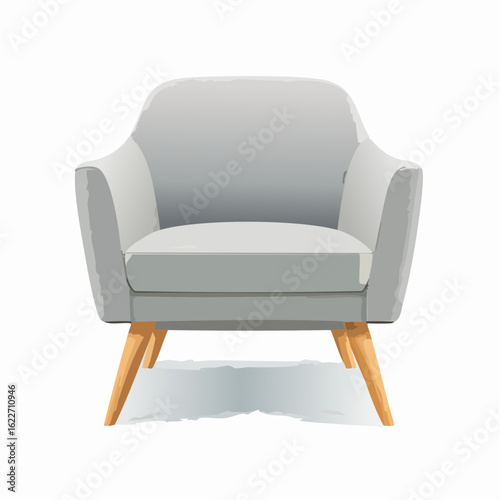 Ein stilvoller, moderner Sessel mit hellgrauem Stoffbezug