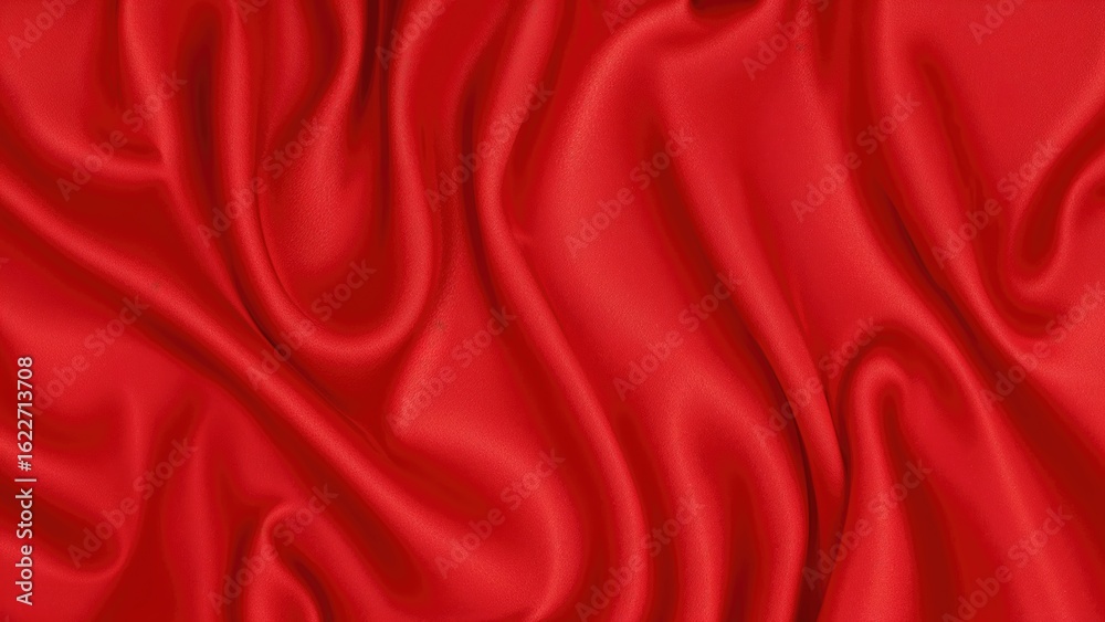 Obraz premium Elegant red fabric with wavy patterns and a silky sheen, suitable for celebratory and romantic themes.