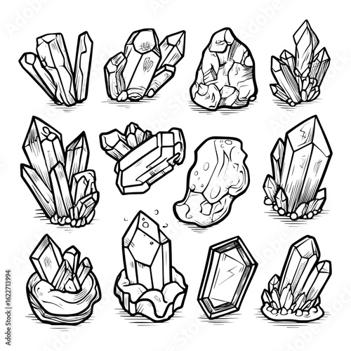 The modern set consists of cartoon gemstones, fantasy treasure stones, and magic jewels in a game