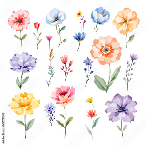 Wallpaper Mural Collection of flowers, Set of watercolor flowers, Clipart watercolor flowers	 Torontodigital.ca