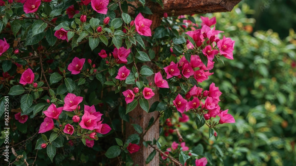 Pink-flowered vine entwined near the roadside, featuring Bridal Veil and Ivy blossoms Pink-flowered vine entwined near the roadside, featuring Bridal Veil and Ivy blossoms