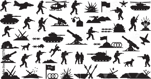 Epic War Silhouette Collection: Soldiers, Weapons, and Battle Icons
