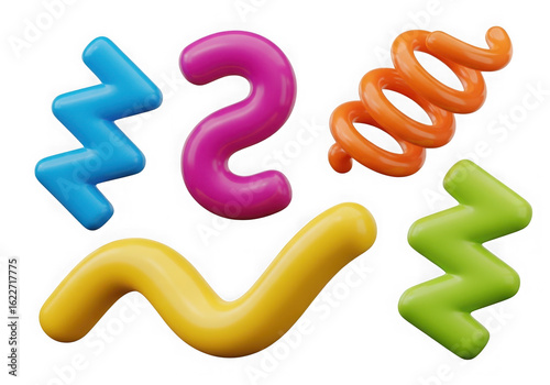 Cheerful and Vibrant 3D Render of Abstract Confetti Elements