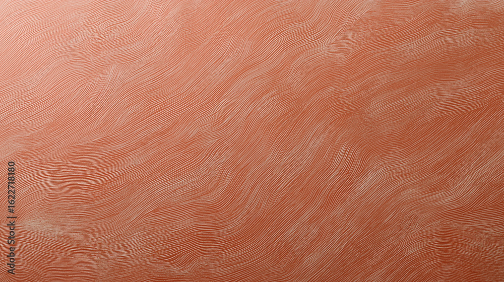 Fototapeta premium Textured pale rust wall with subtle wave pattern creates calm and warm atmosphere, perfect for interior design or background use in various creative projects