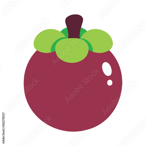Simple vector illustration of a ripe mangosteen fruit.