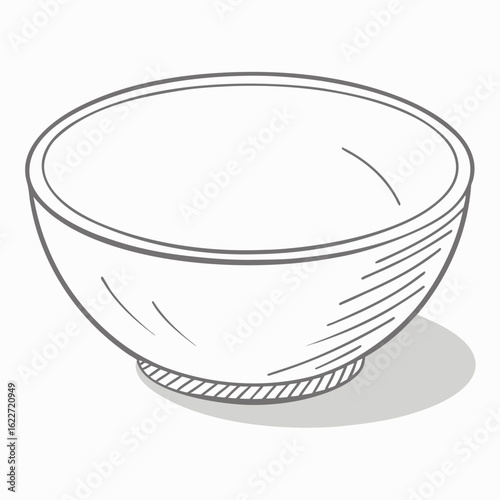 Simple line drawing of an empty white bowl with a shadow