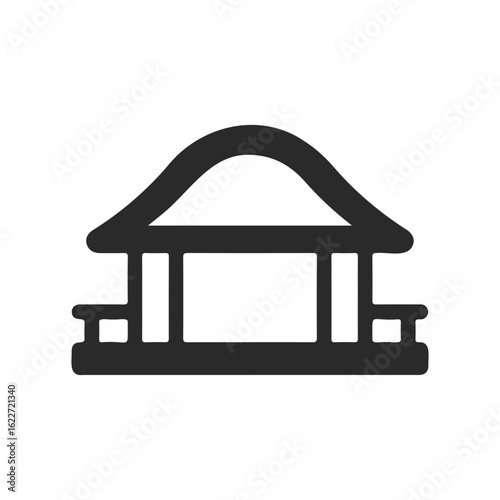 Minimalist black pavilion icon design on white background