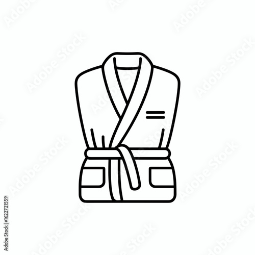 Line art of a spa bathrobe with pockets and belt  