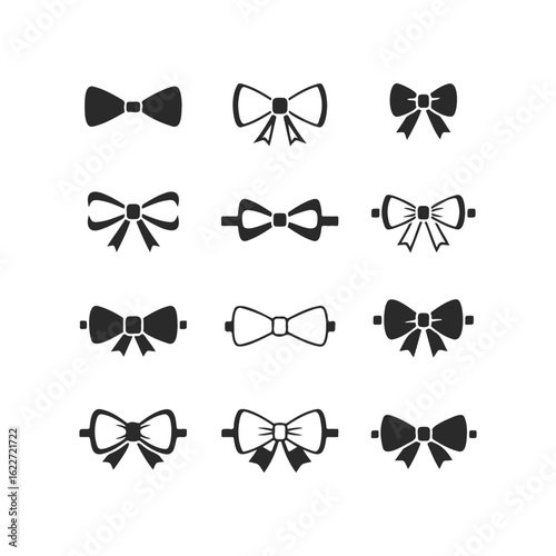 Variety of bow tie icons on white background