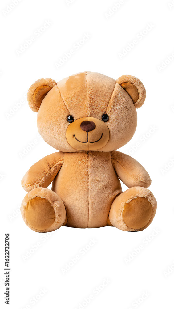 Fototapeta premium 3D Render of a Chubby Bear Plush Sitting Upright, Facing Forward with Soft Fur