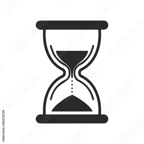 Black and white hourglass icon depicting time passage
