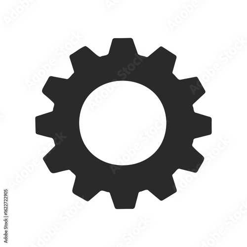 Black gear icon representing technology and engineering concepts