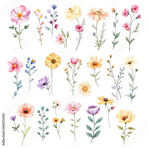 Wallpaper Mural Collection of flowers, Set of flowers, Set of colorful floral elements Torontodigital.ca