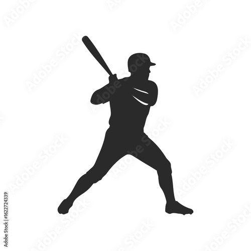 Silhouette of male adult baseball player in batting stance