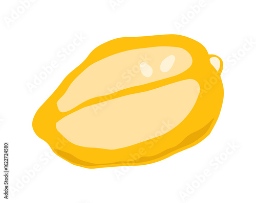 Illustration of a yellow mango, lemon, mandarin, citrus fruit