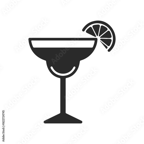 Black silhouette of a cocktail glass with citrus garnish