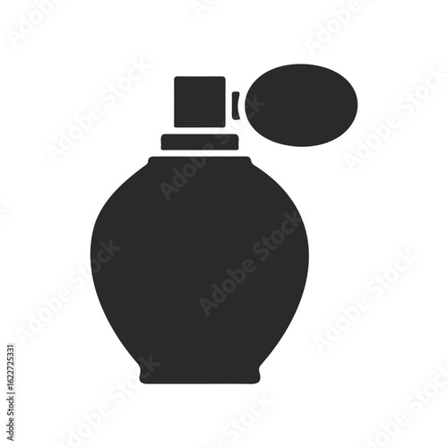 Silhouette of a vintage perfume bottle with atomizer