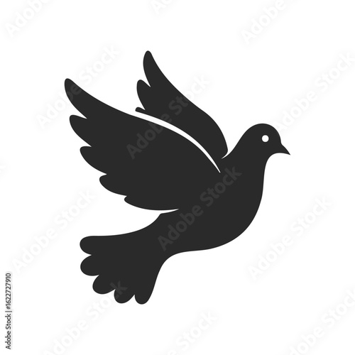 Wallpaper Mural Silhouette of a flying dove on white background Torontodigital.ca
