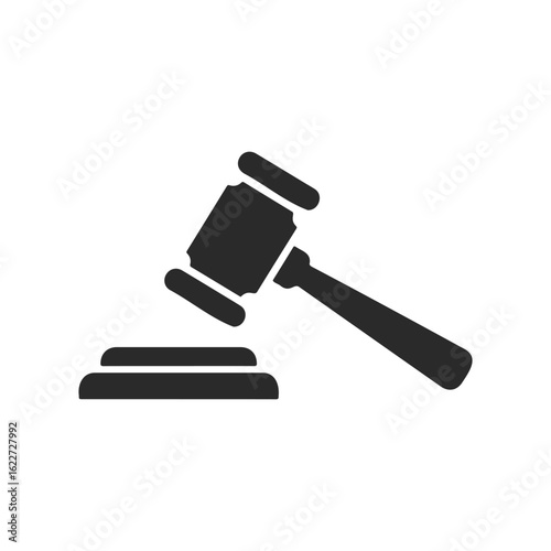Black gavel on base: symbol of justice, law, and authority