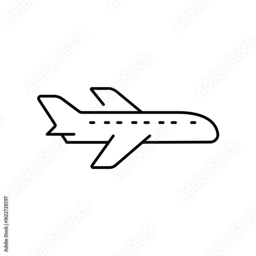 Vector line icon of a plane during a flight