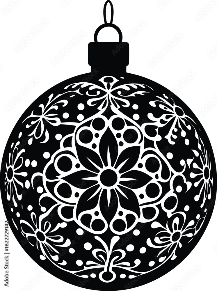 Fototapeta premium Elegant black and white christmas ornament silhouette vector design