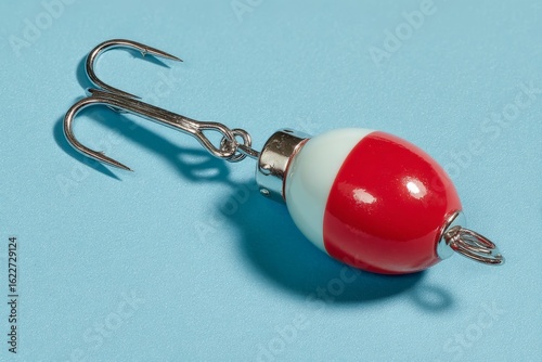 Colorful fishing bobber on a blue background showcasing a detailed design for anglers