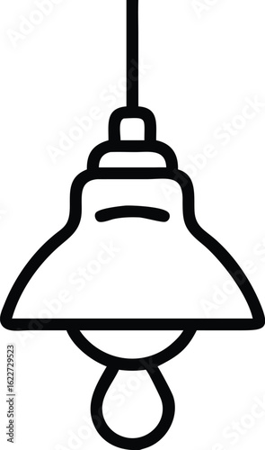 Modern minimalist hanging pendant light fixture icon for interior design and lighting concepts