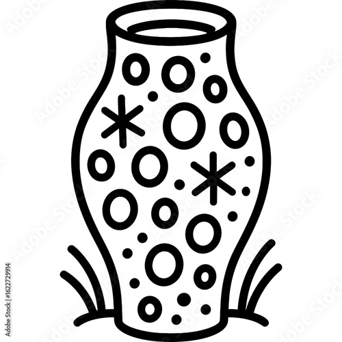 Fossil sponge porous structure outline vector