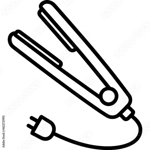 Hair straightener flat iron outline vector