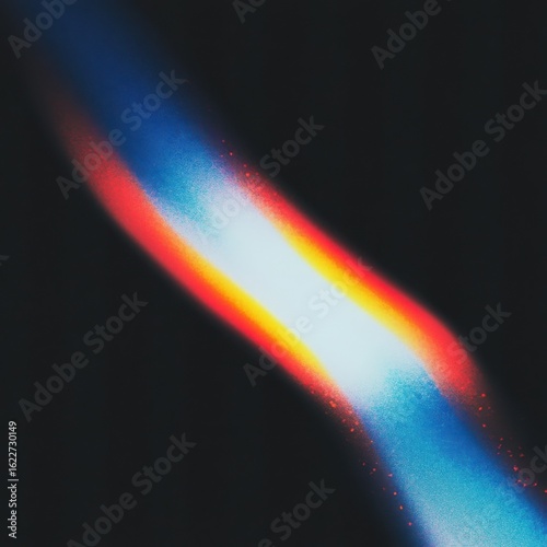 Abstract light leak effect for overlays on dark background. Colorful flare for film grain textures and digital photo editor.