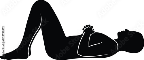 Vector art of silhouette of a person lying their back in a relaxed pose, a simple and modern design with artistic elements
