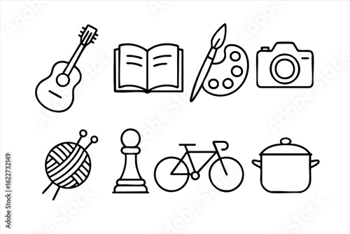hobbies and leisure icons set