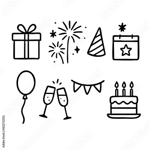 holidays and celebrations icons set