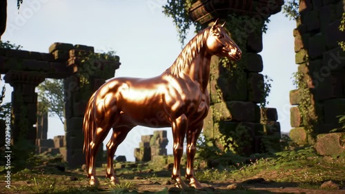Bronze Horse in a Ruined Temple