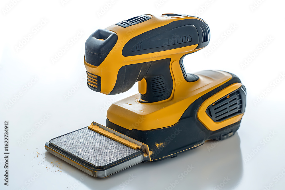 Fototapeta premium Yellow and black power tool with a cleaning brush attachment