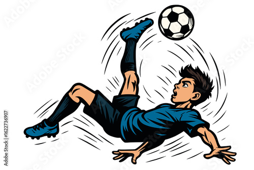Dynamic Bicycle Kick Soccer Illustration