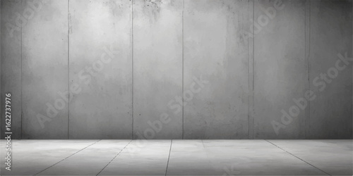 Empty concrete room with textured wall and floor