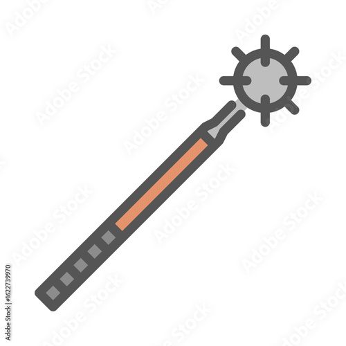 Morningstar filled outline icon. combat weapon color line illustration.