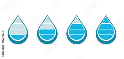 Water level blue water drop symbol logo icon