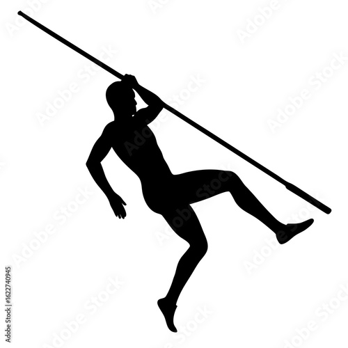 Athlete pole vaulting black silhouette vector