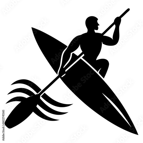 Black kayaker paddling surf kayak kayaking paddle